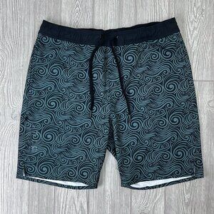 BYLT Coastal Board Swim Trunks Shorts Hybrid Wave Sage Green Black Men's M